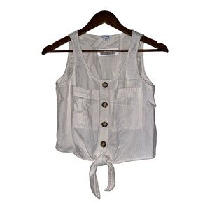 Express Women  Tie Front White Cropped Tank Top XS Beach Party Summer‎ Fun